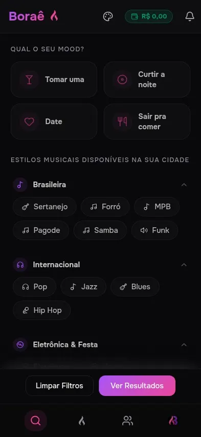 Boraê app - Escolha seu mood